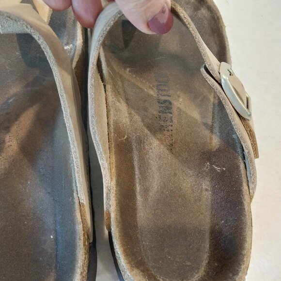 Birkenstock Sandals Women 5 5.5 Beige Gizeh Birko Flor Thong Slip On Flats EU 36 - Picture 13 of 13